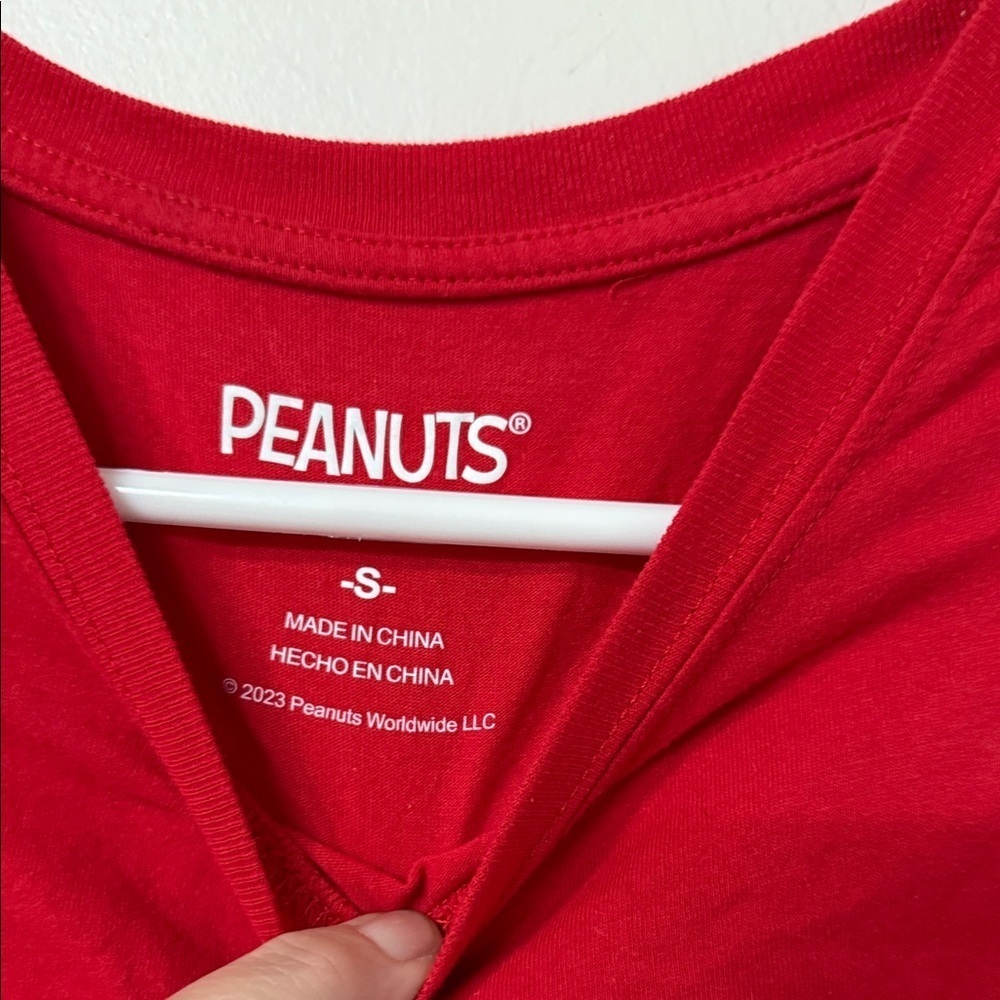 Peanuts Red Christmas Tee with Characters - Picture 2 of 2